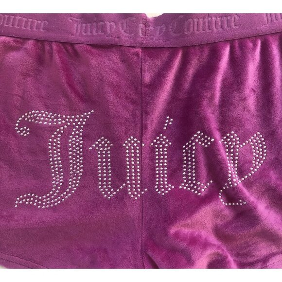 Juicy Couture Velour Rhinestone Logo Sleep Shorts Women Size L Loungewear y2k - Picture 3 of 10